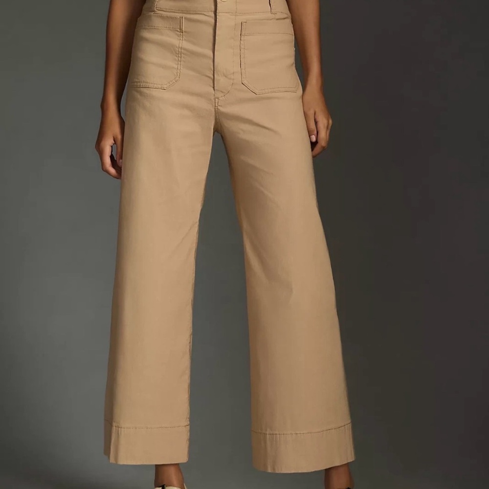 Maeve Colette Beige Wide-Leg Pants